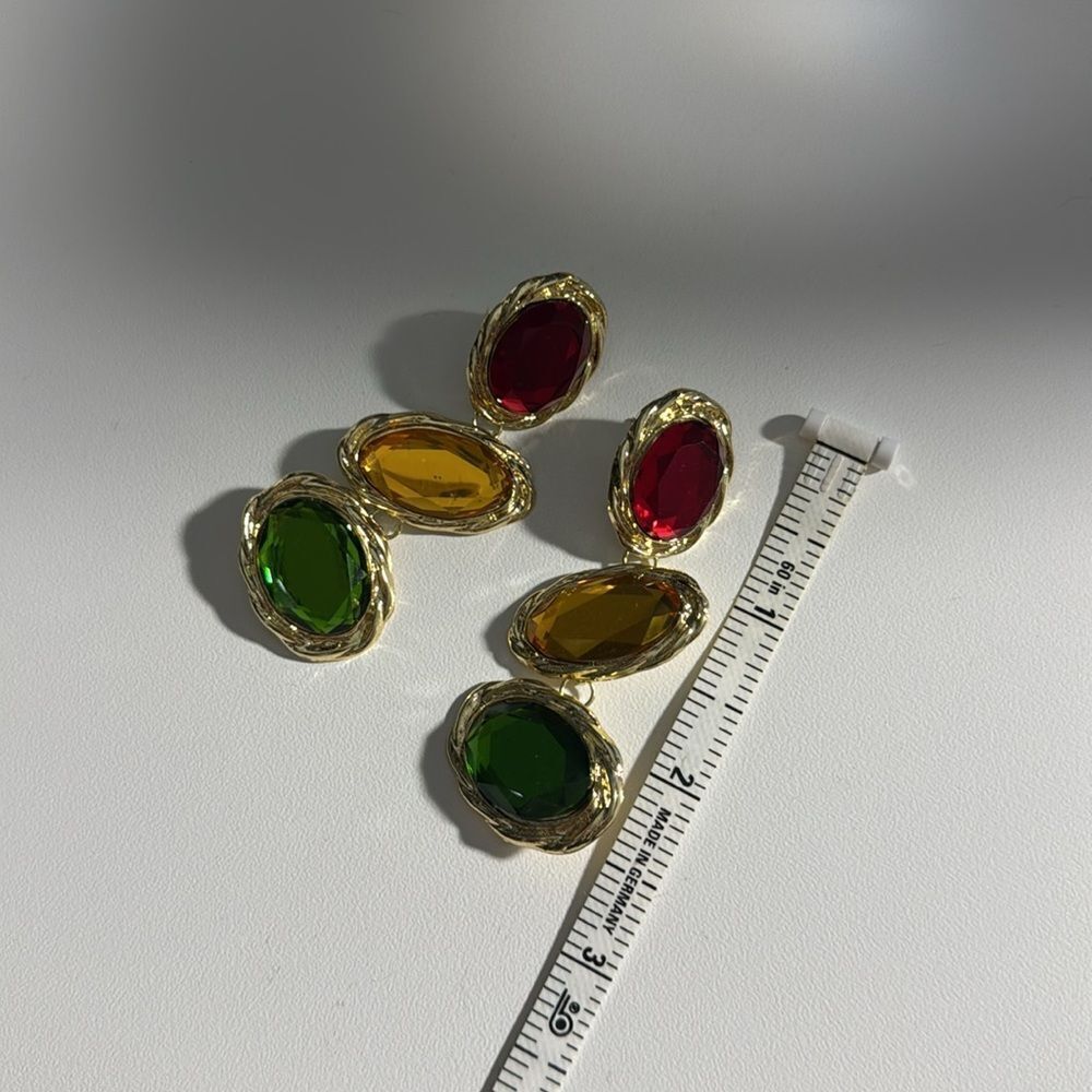Costume Jewerly Drop Gems Stones Earrings - Picture 3 of 5
